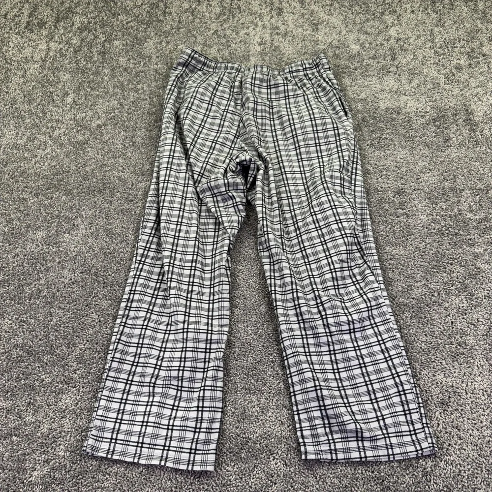 Nautica Pajama Pants Mens Medium Gray Plaid Flannel Drawstring Sleep Lounge